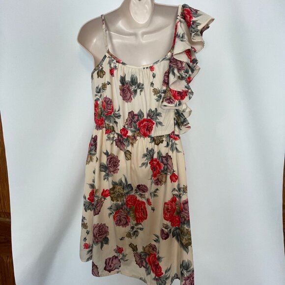 Wet Seal Floral Ruffled One-Shoulder Dress S Cottagecore Romantic Y2K - Picture 5 of 8